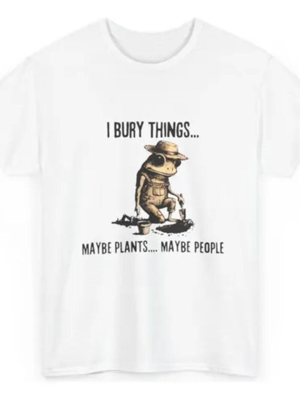 Graphic Frog Plants T-Shirt White Women Size S